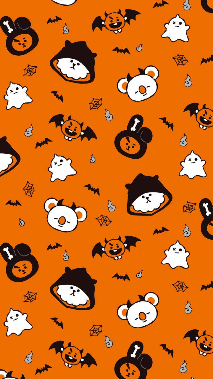 Sötbt21 Halloween Orange (“cute Bt21 Halloween Orange”) Wallpaper