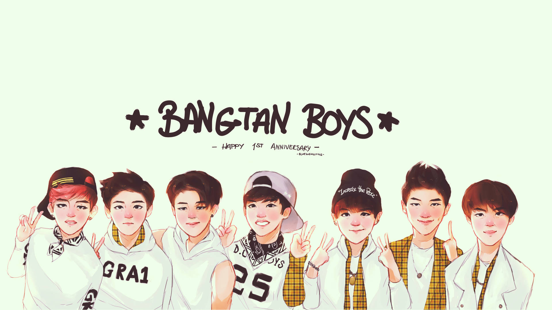 Cute Bts Drawing Bangtan Boys Background