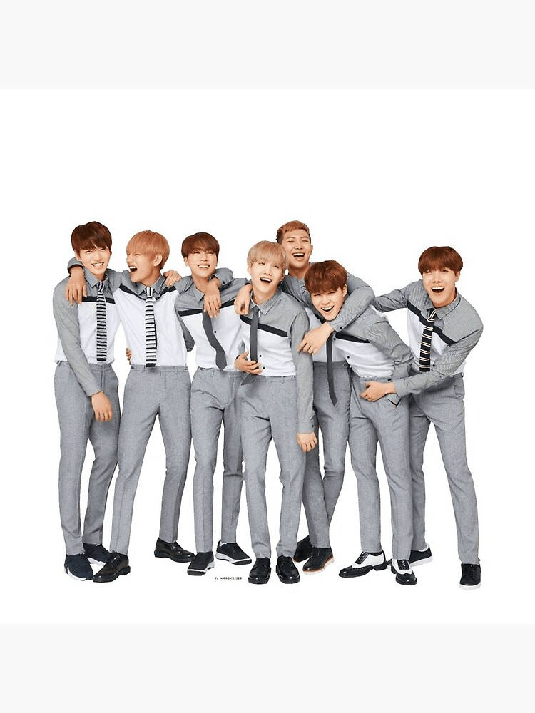 Sød BTS-gruppe bærer grå polo og bukser foto. Wallpaper