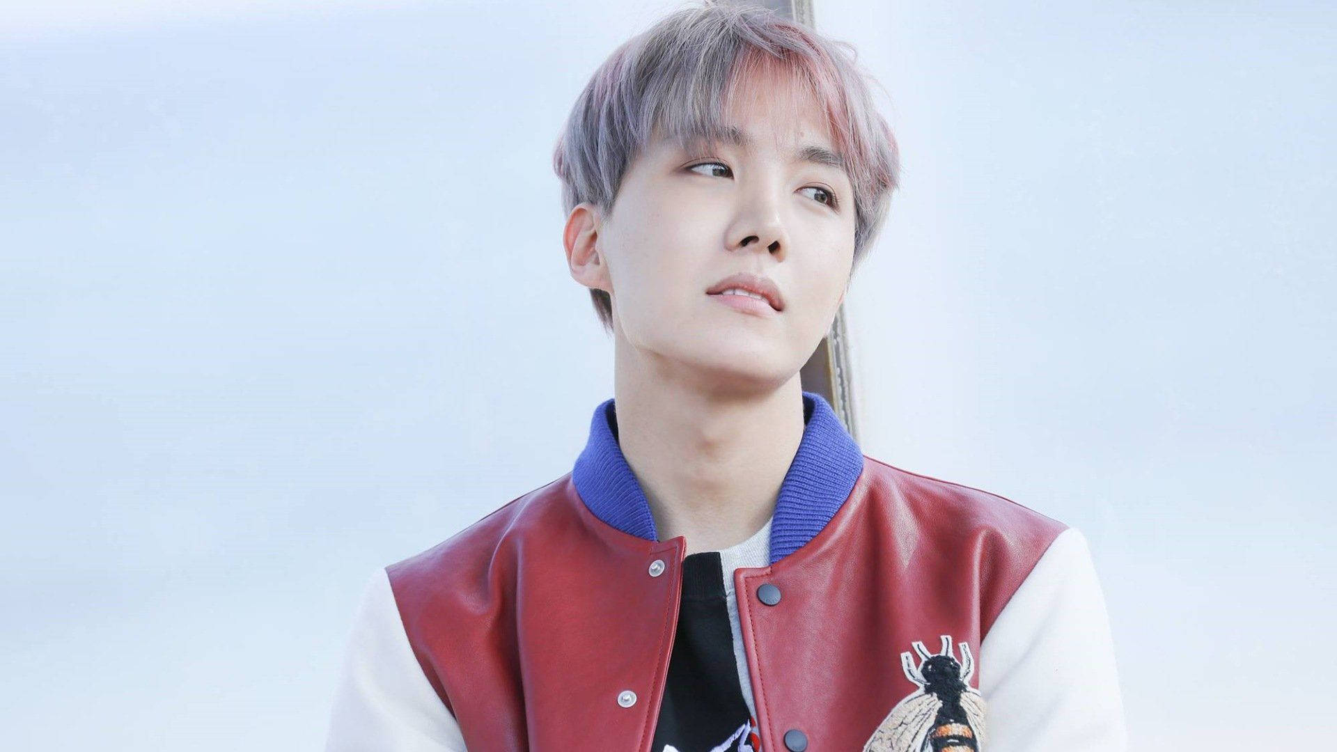 Cute Bts J-hope With Red And White Jacket Wallpaper