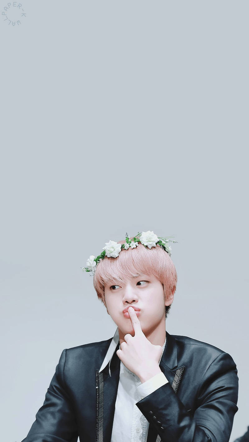 Cute Bts Jin In Flower Crown Wallpaper