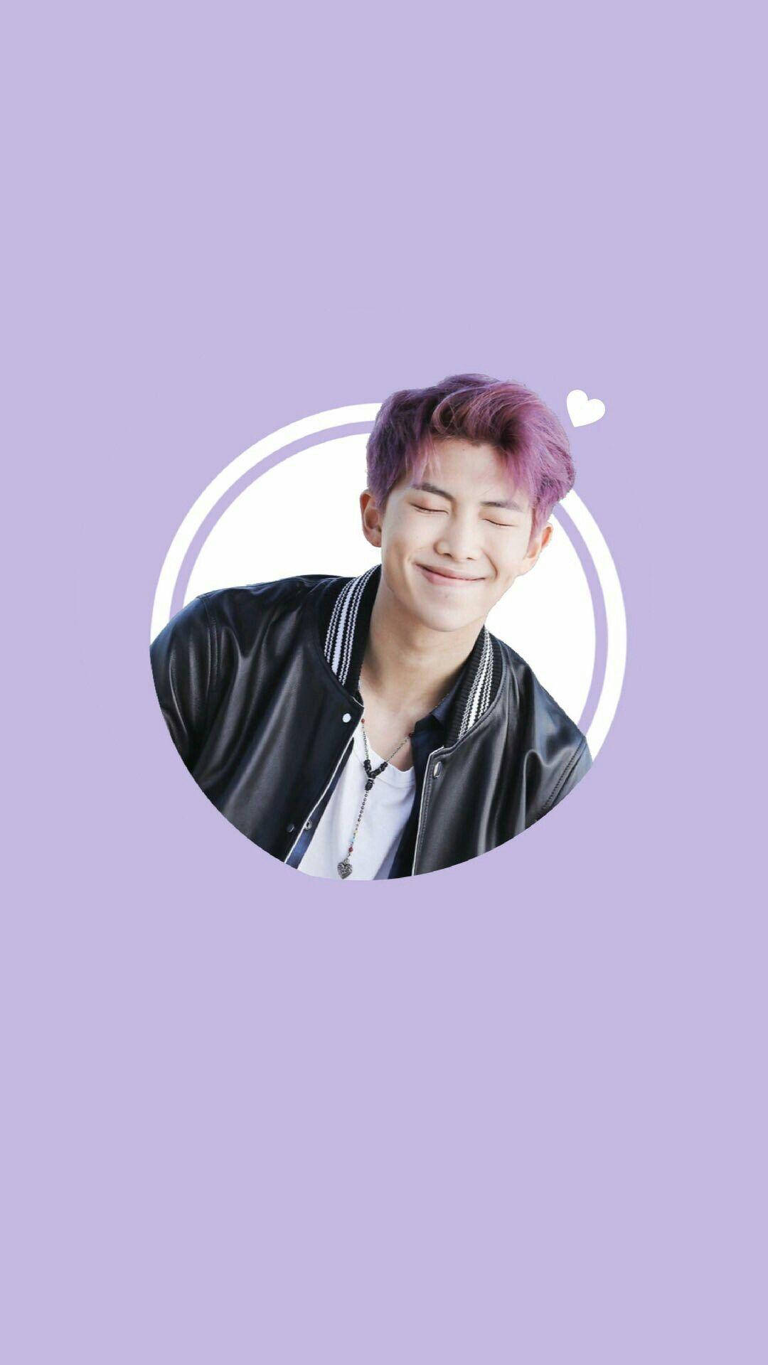 Cute Bts Rm In Circle On Purple Wallpaper