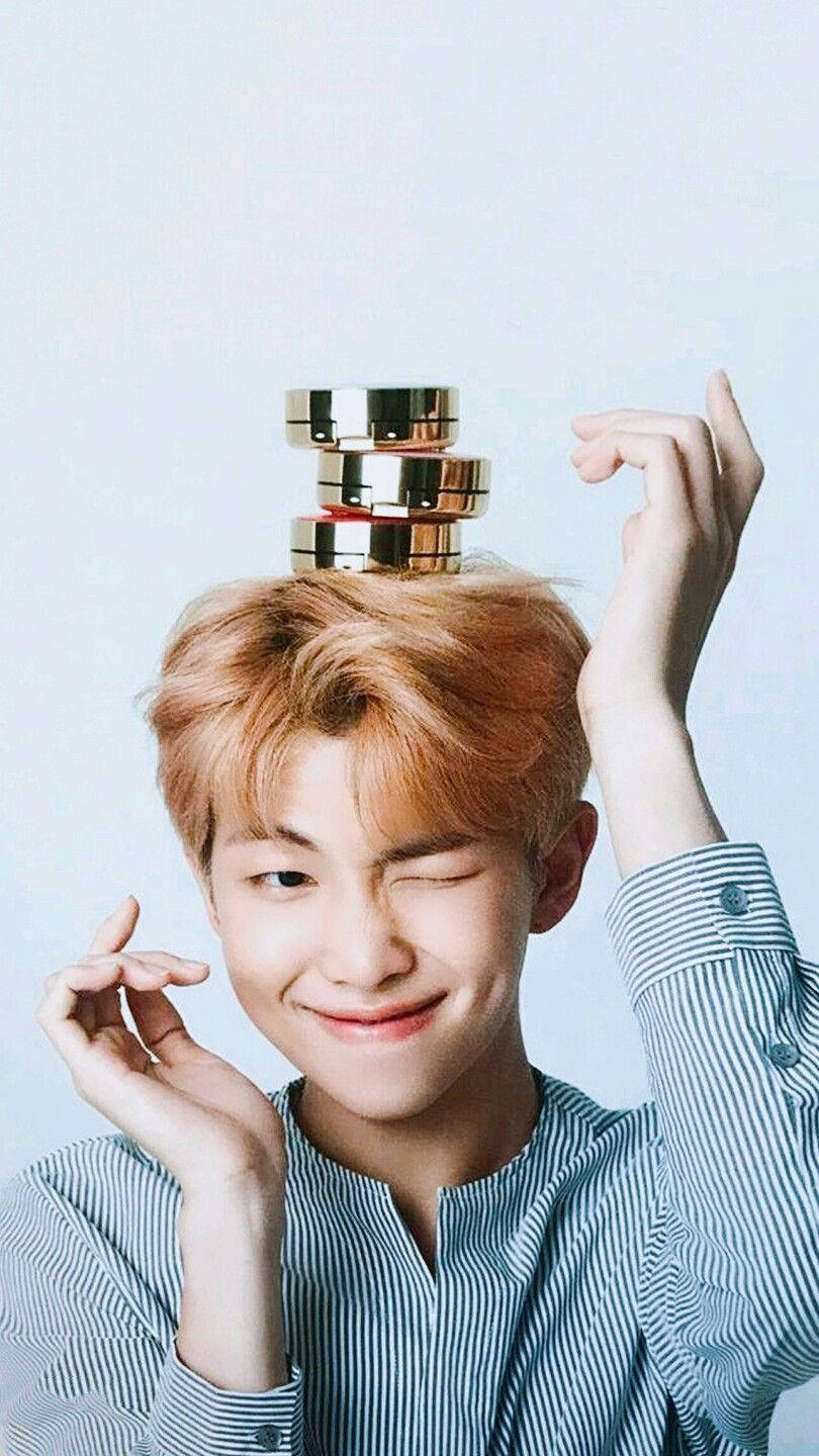Cute Bts Rm With Compacts On Head