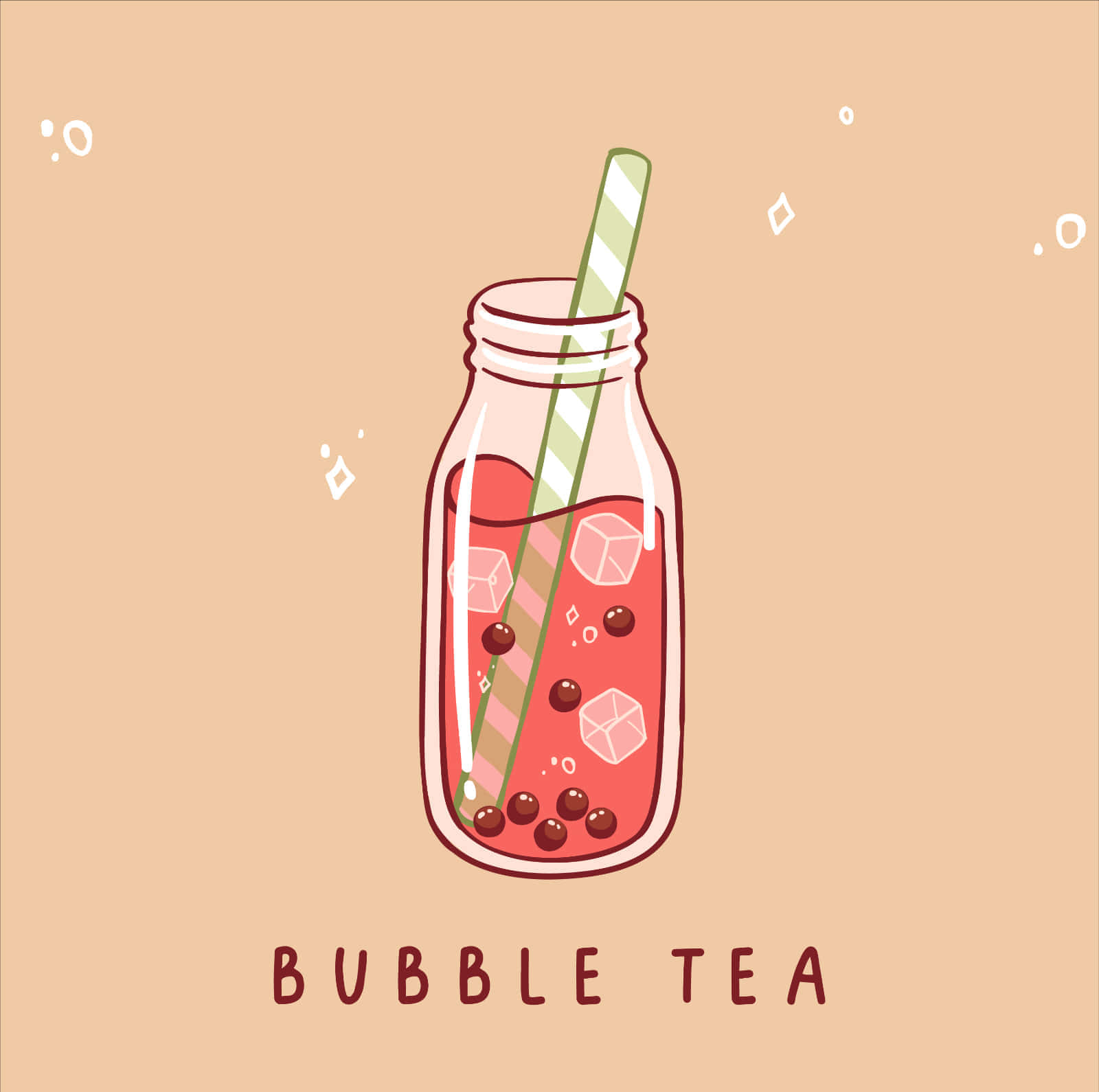 Cute Bubble Tea Illustration Wallpaper