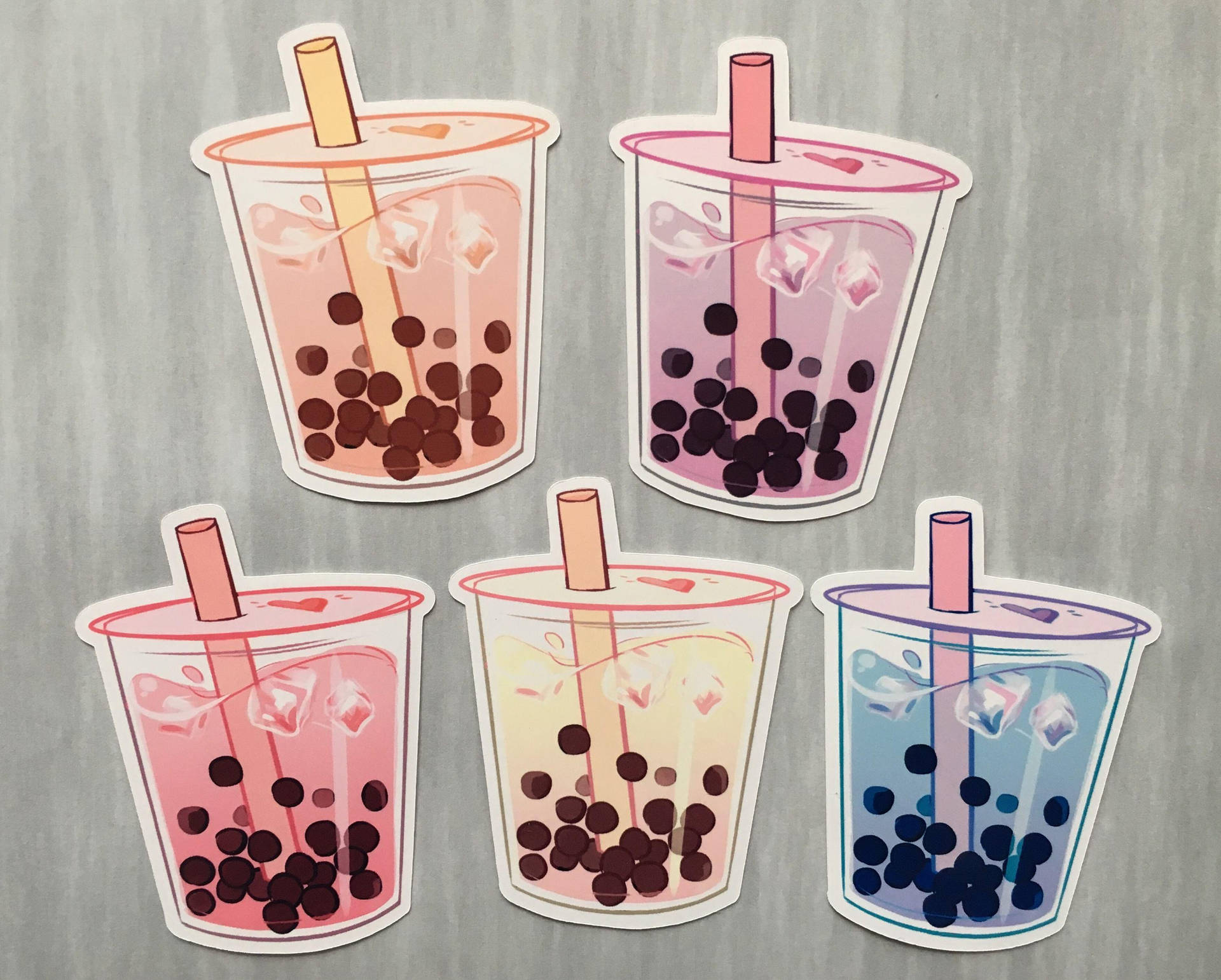 Cute Bubble Tea Pastel Wallpaper