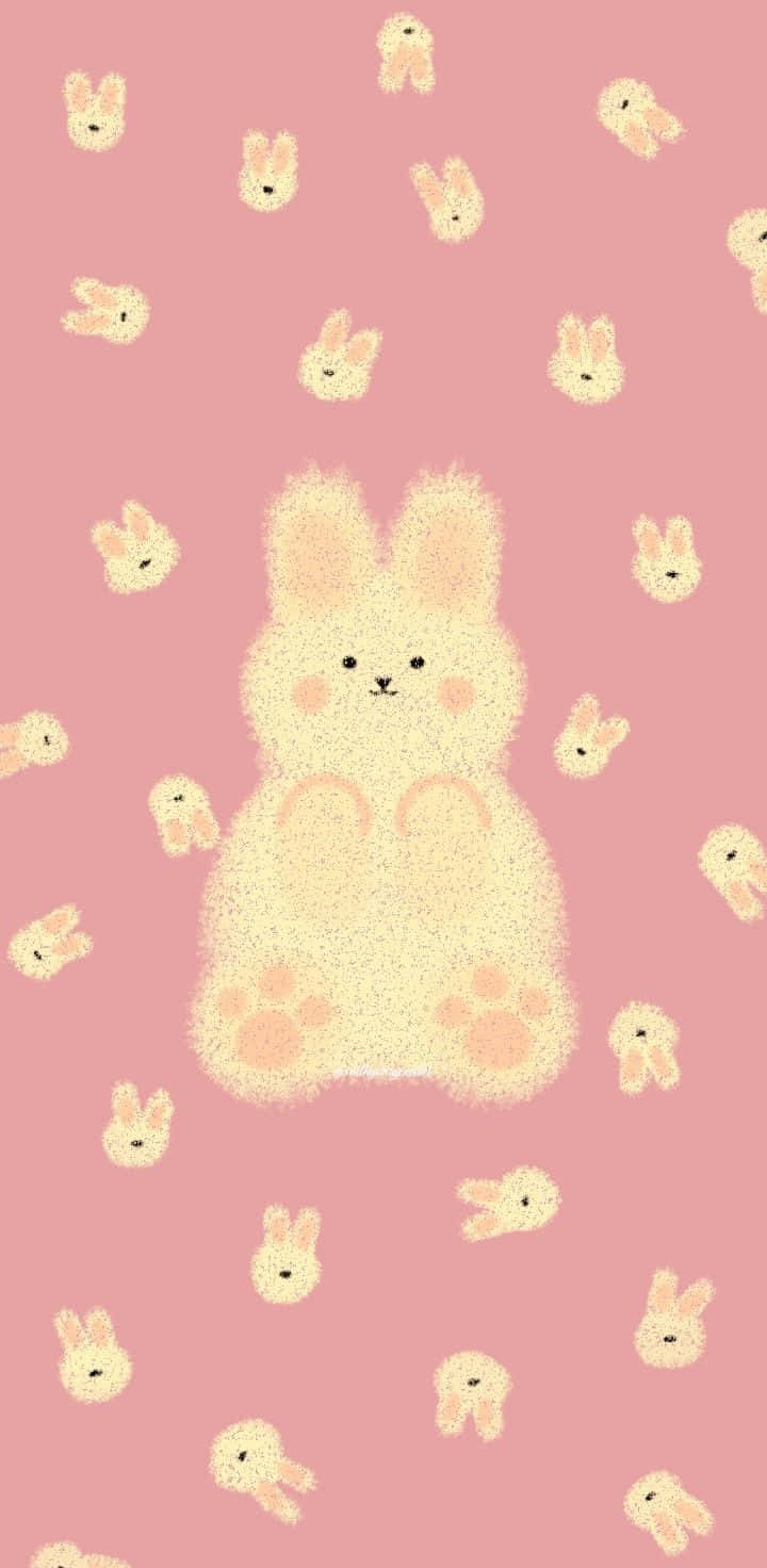 Cute Bunny Pink Background Wallpaper