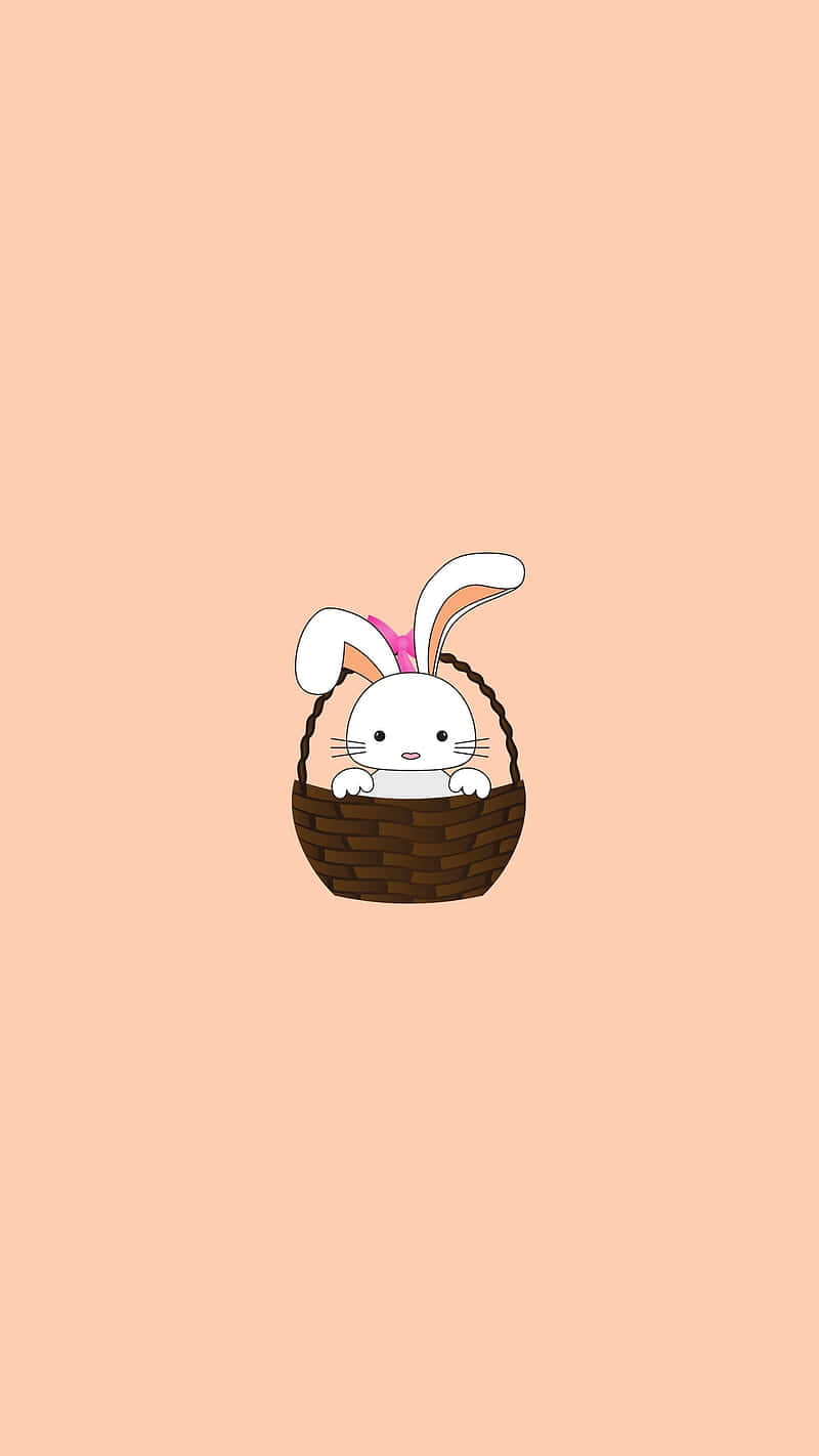 Cute Bunnyin Basket Illustration Wallpaper