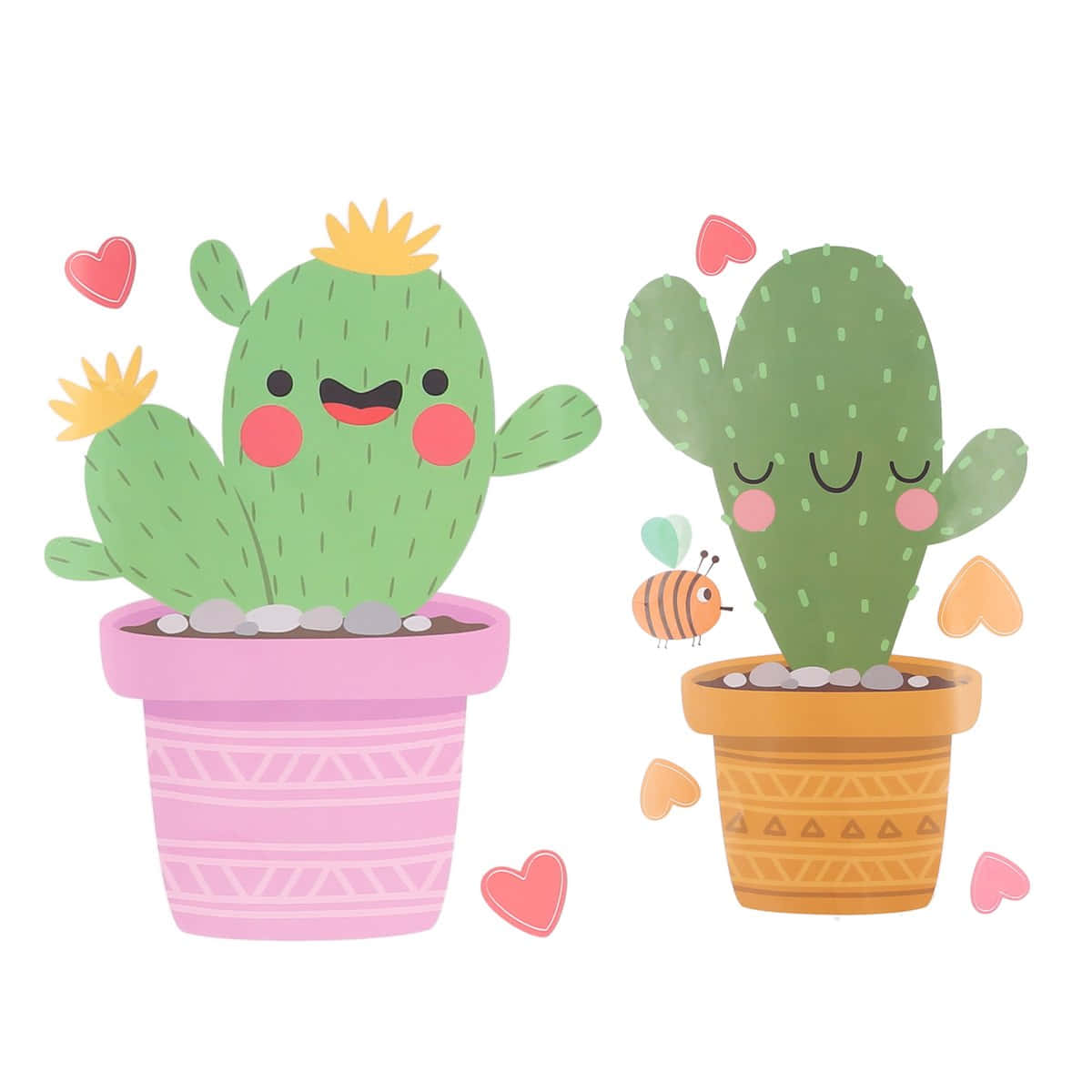 En lyst smilende kaktus fuld af pigge og karakter Wallpaper