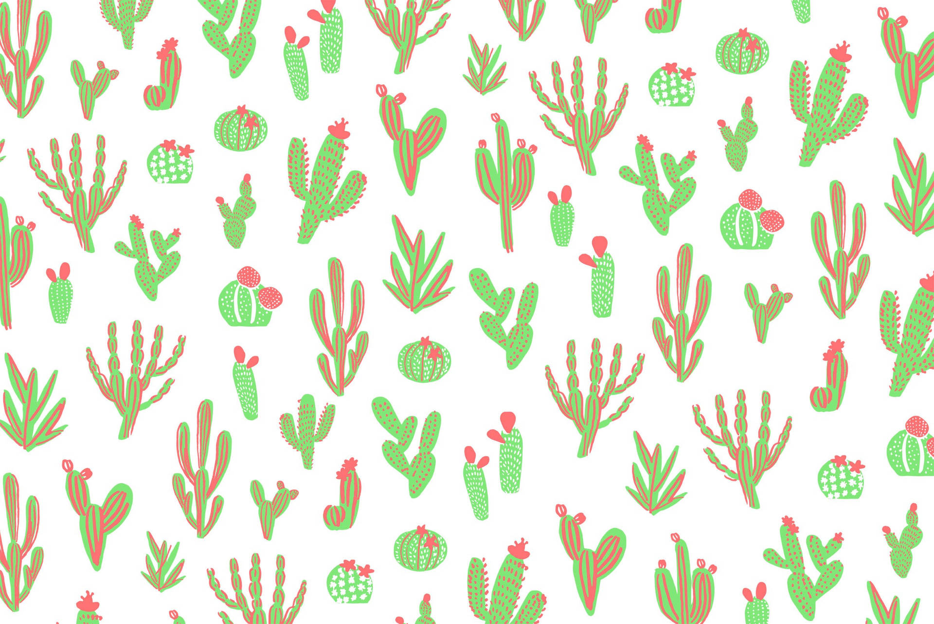 Cute cactus pattern with bright colors Wallpaper