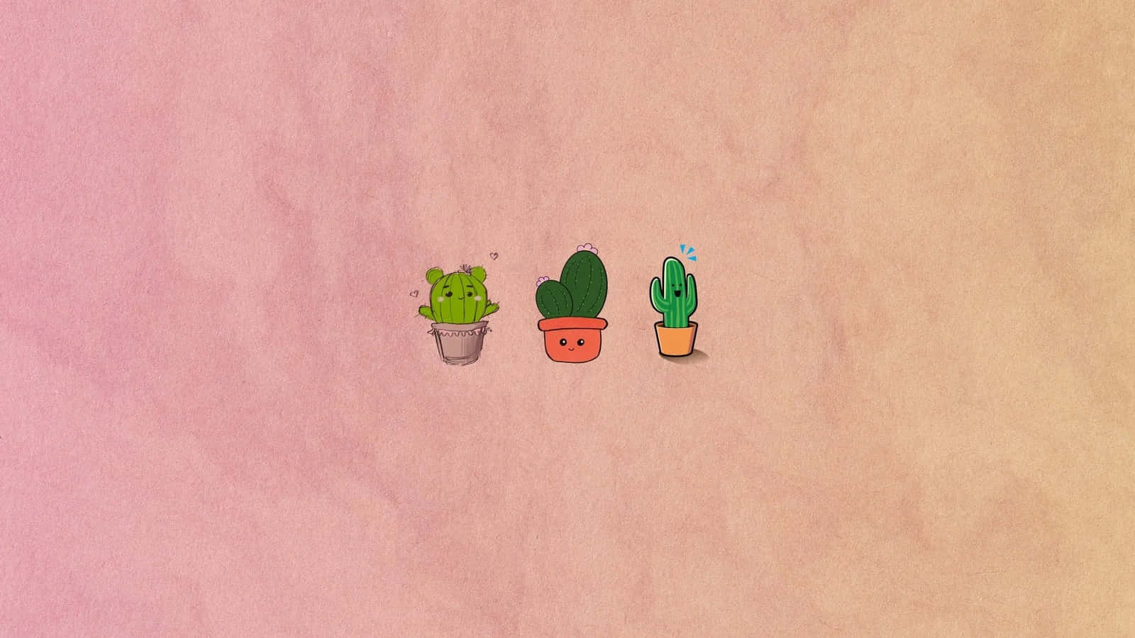 Cute Cactus Trio Desktop Wallpaper Wallpaper