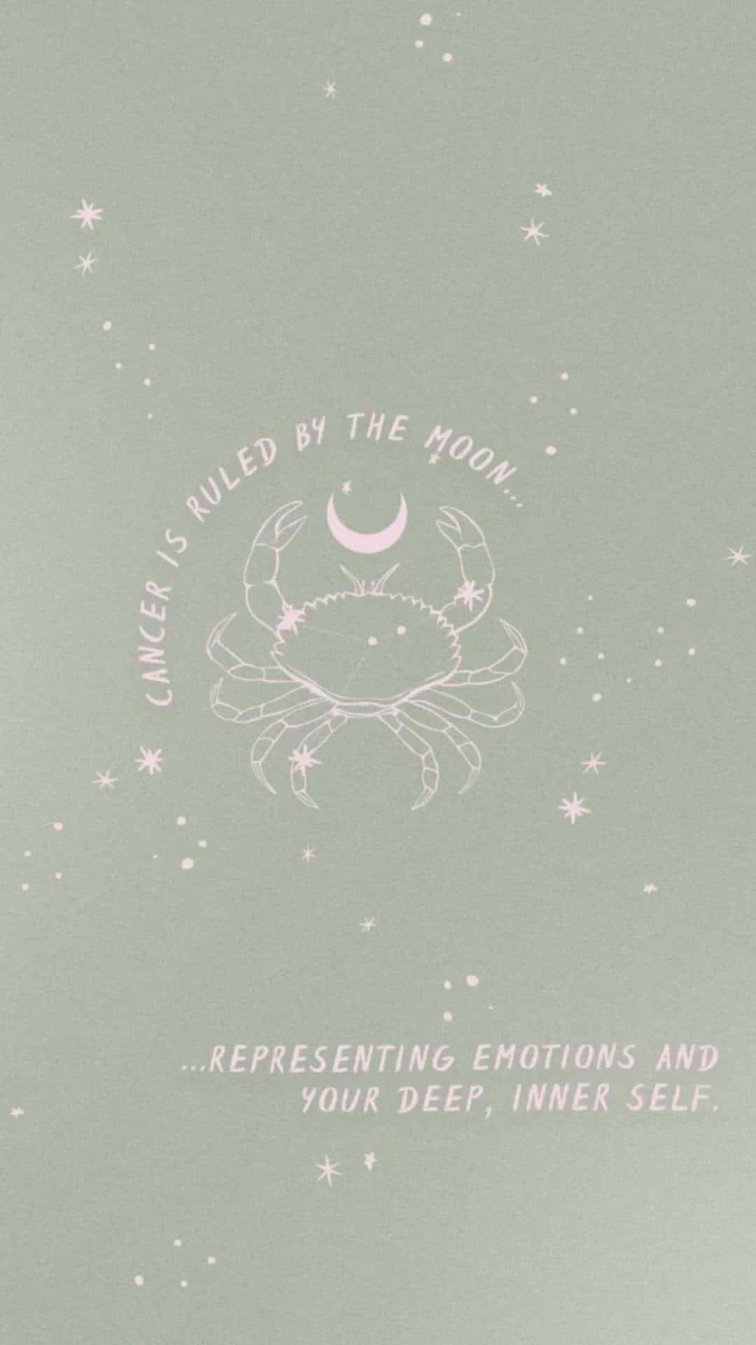 Cute Cancer Zodiac Sign In Olive Green Wallpaper