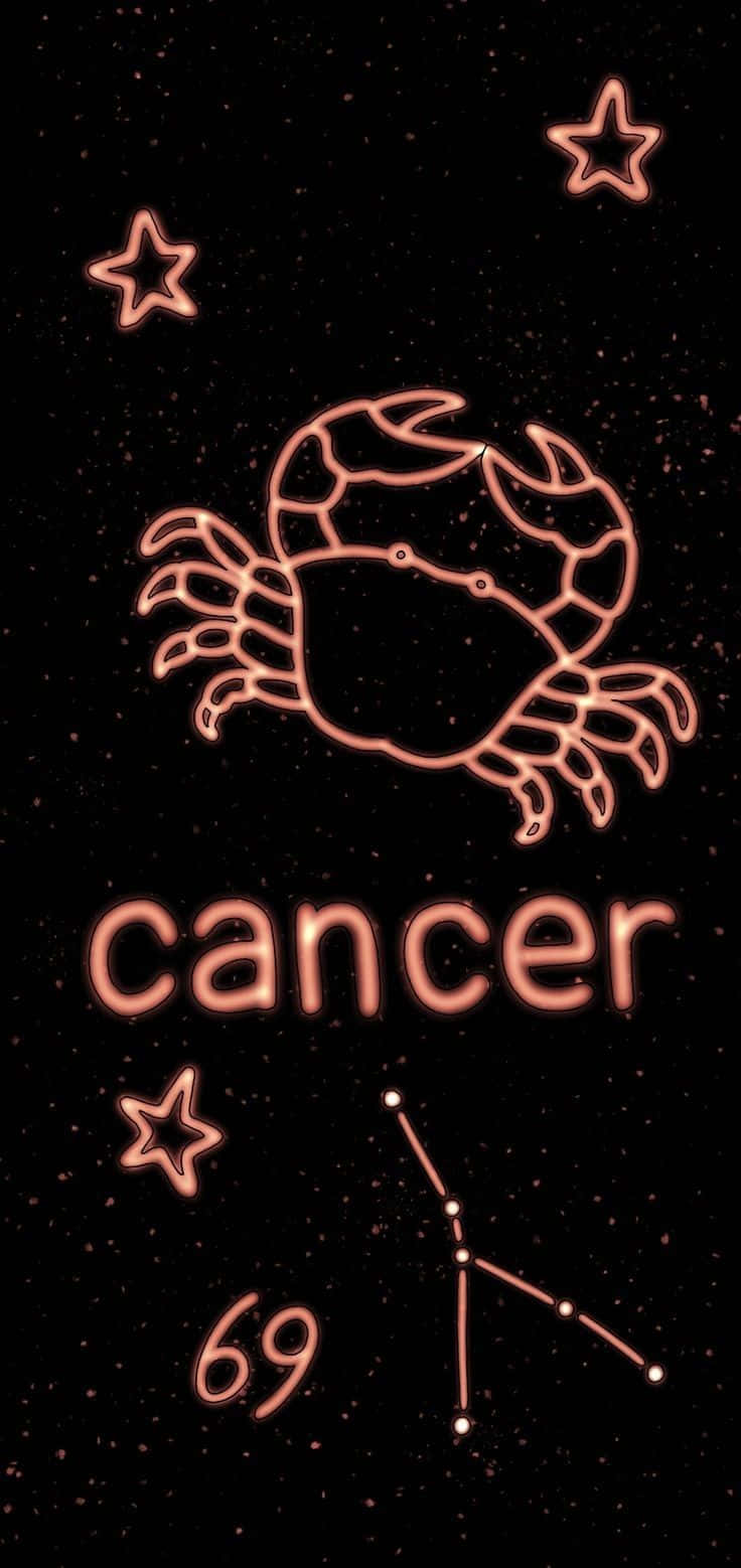 Carinosegno Zodiacale Del Cancro Neon Arancione Sfondo