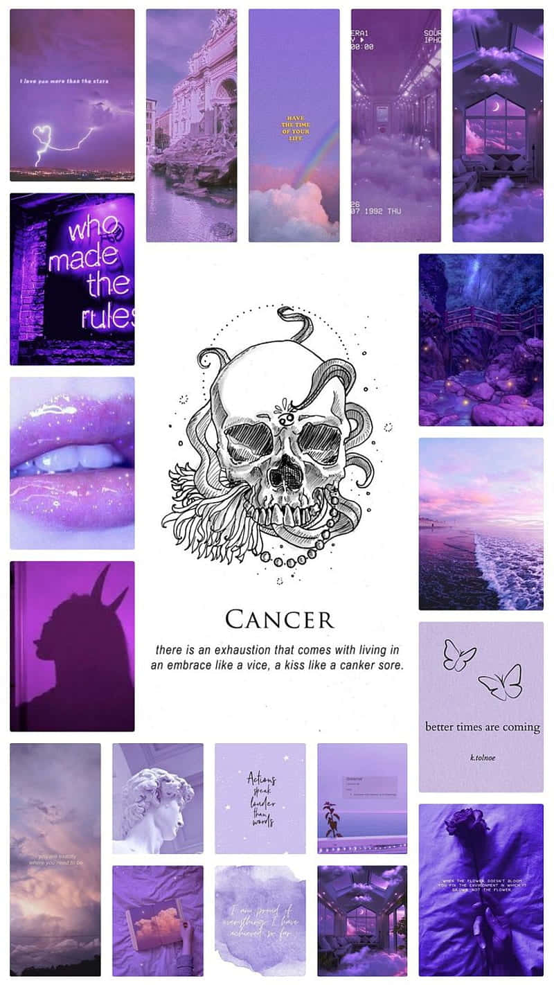 Cute Cancer Zodiac Sign Purple Aesthetic Wallpaper