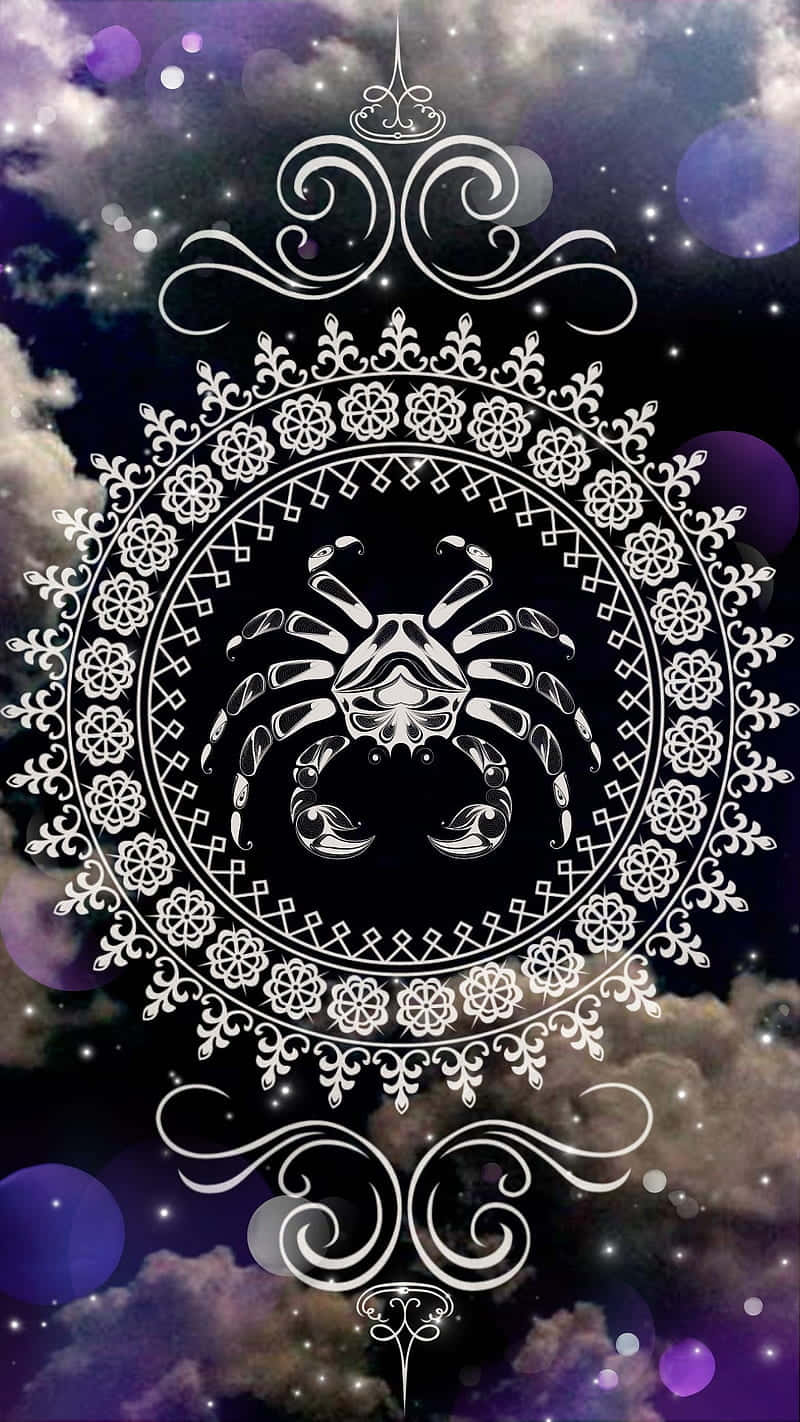 Sötkräftan Stjärntecken Vit Mandala. Wallpaper