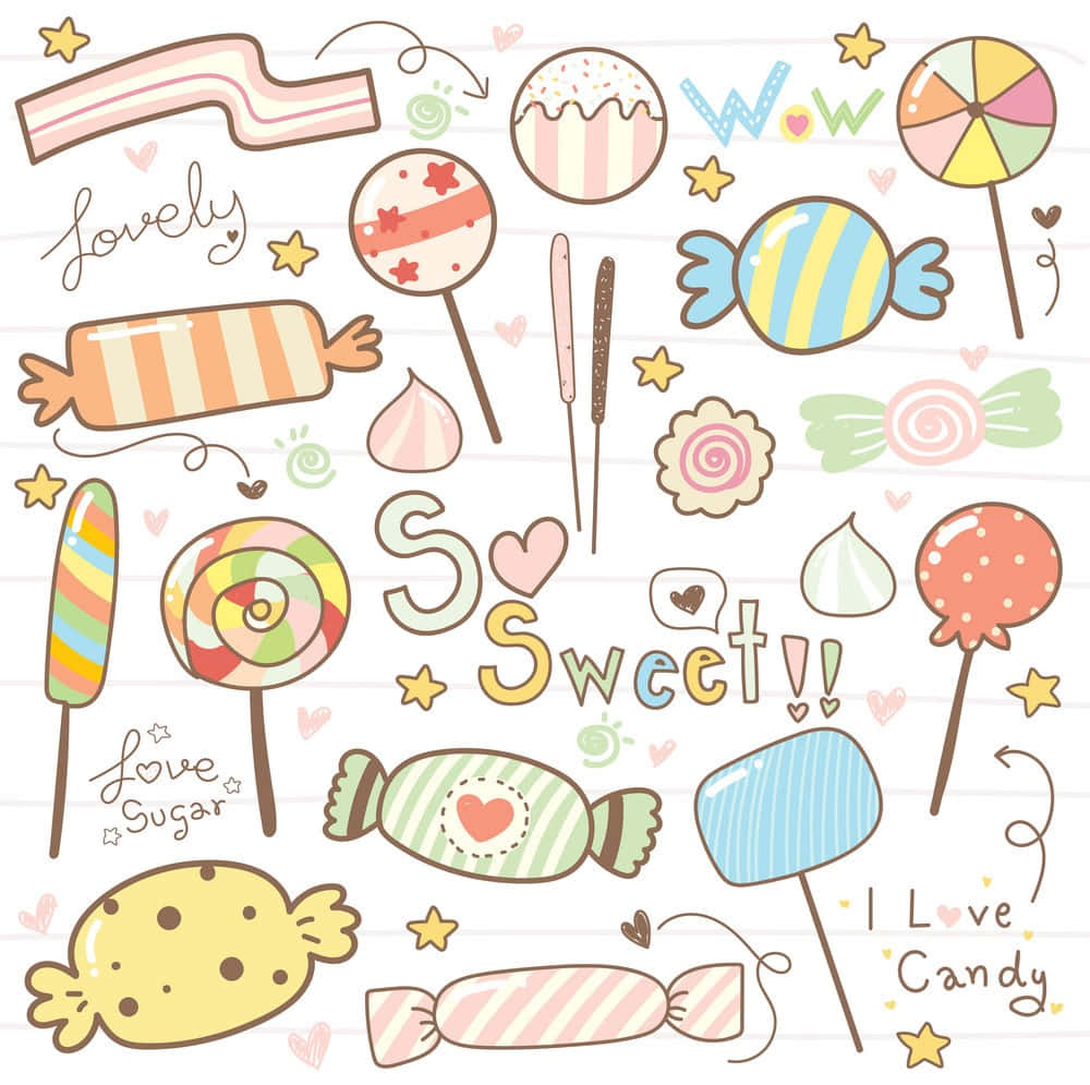 Cute Candies Wrapped In Plastics Wallpaper
