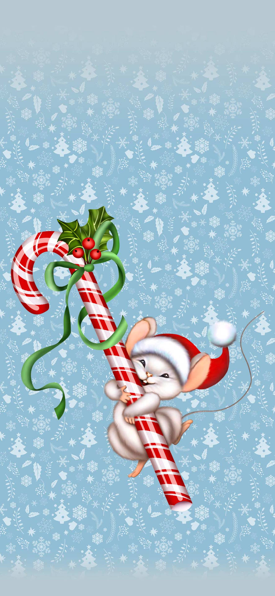 Cute Candy Cane Mice Art Wallpaper