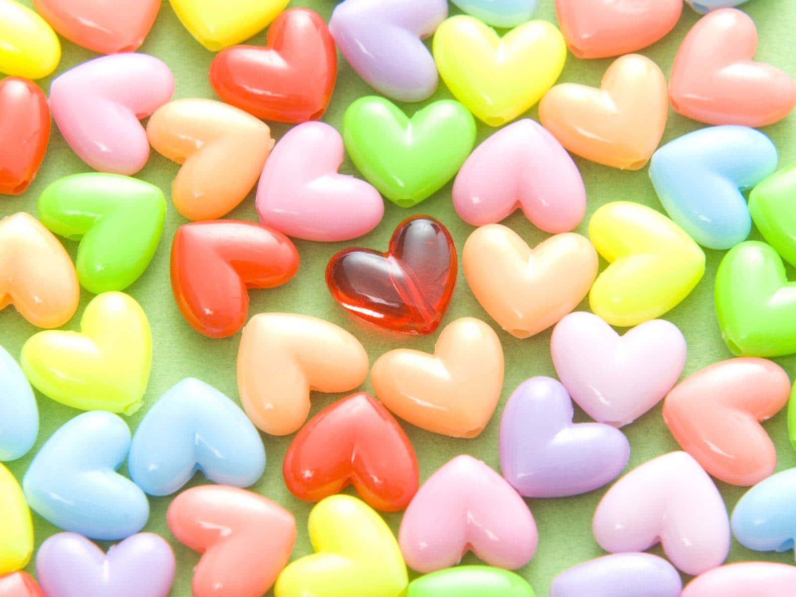 Download Cute Candy Hearts Shiny Red Wallpaper 