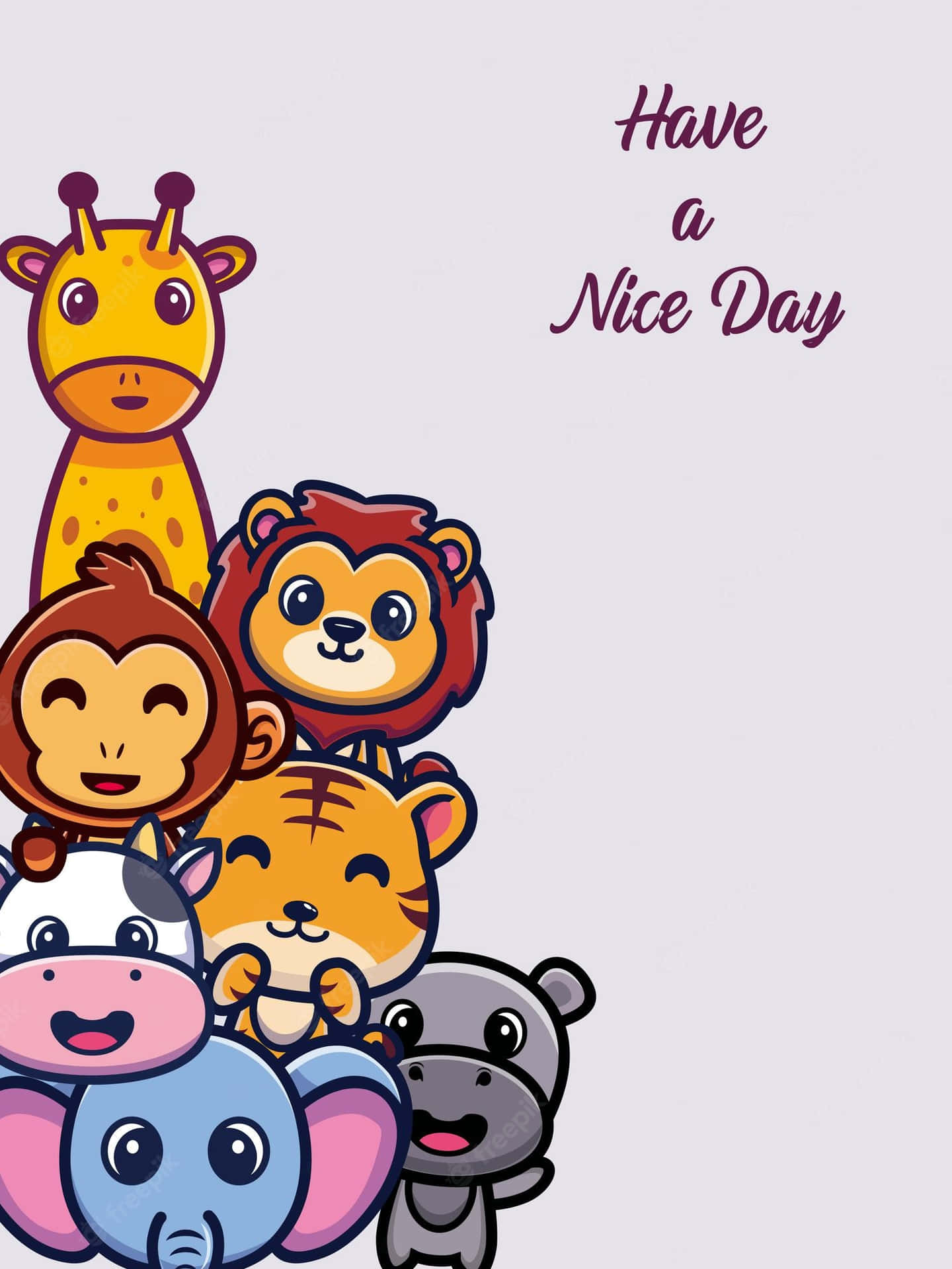 A Group Of Animals With The Words Have A Nice Day Wallpaper