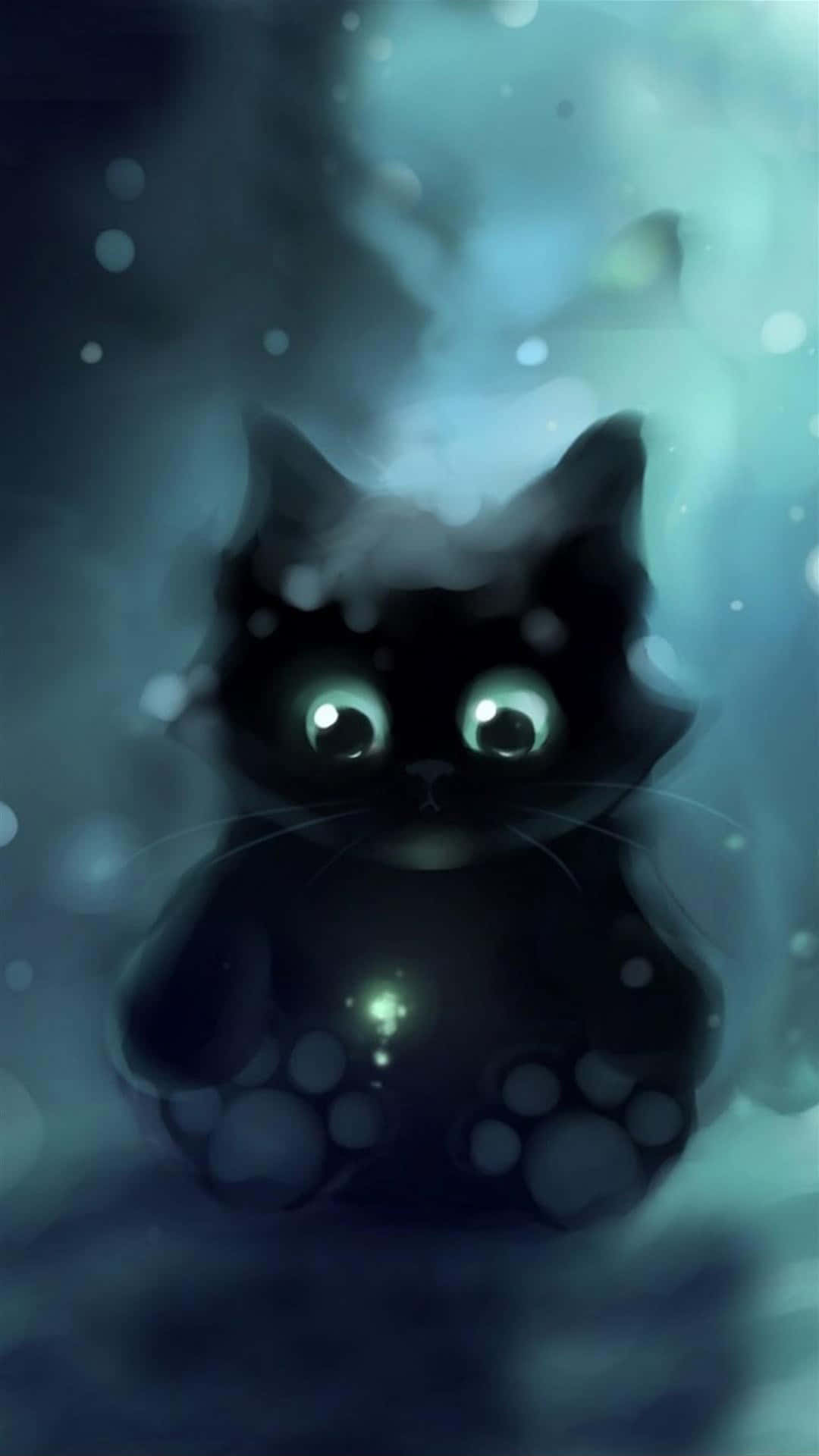 A Black Cat With A Glowing Eye In The Water Wallpaper