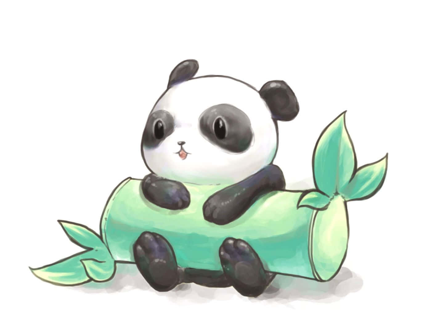 Cute Cartoon Animal With Bamboo Wallpaper