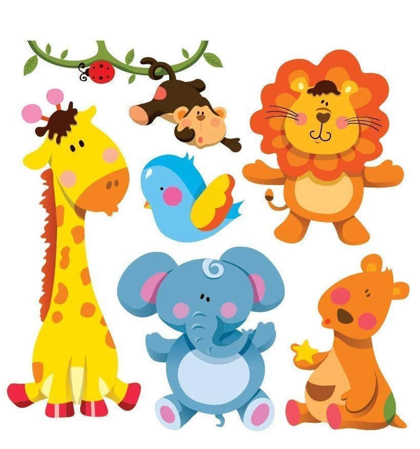Download Cute Cartoon Animal In The Jungle Wallpaper | Wallpapers.com