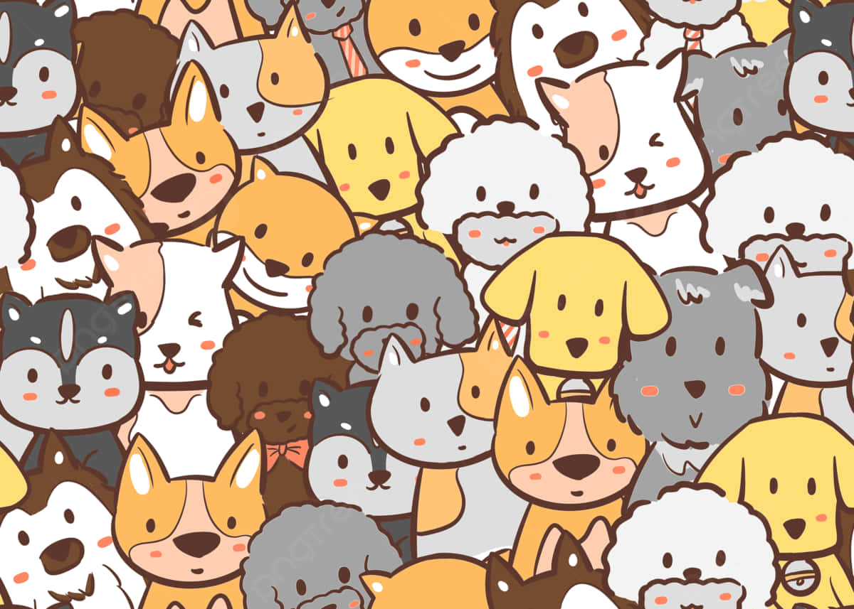 A Pattern Of Many Dogs In Different Colors Wallpaper
