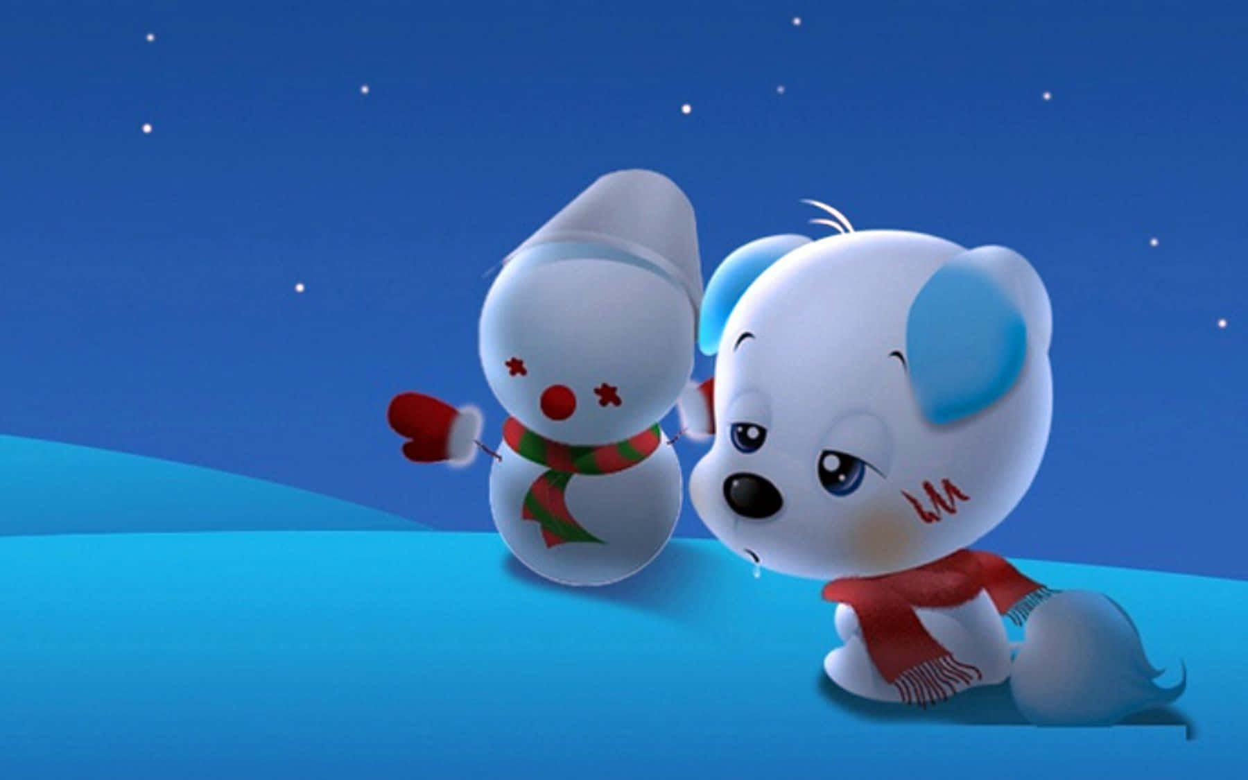 Dog Cute Cartoon Animals And Snowmanpicture