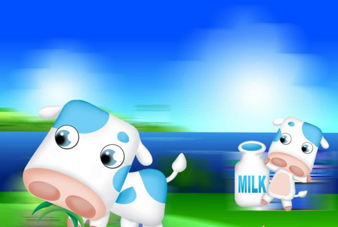 Cute Cartoon Animals Two Cows Picture