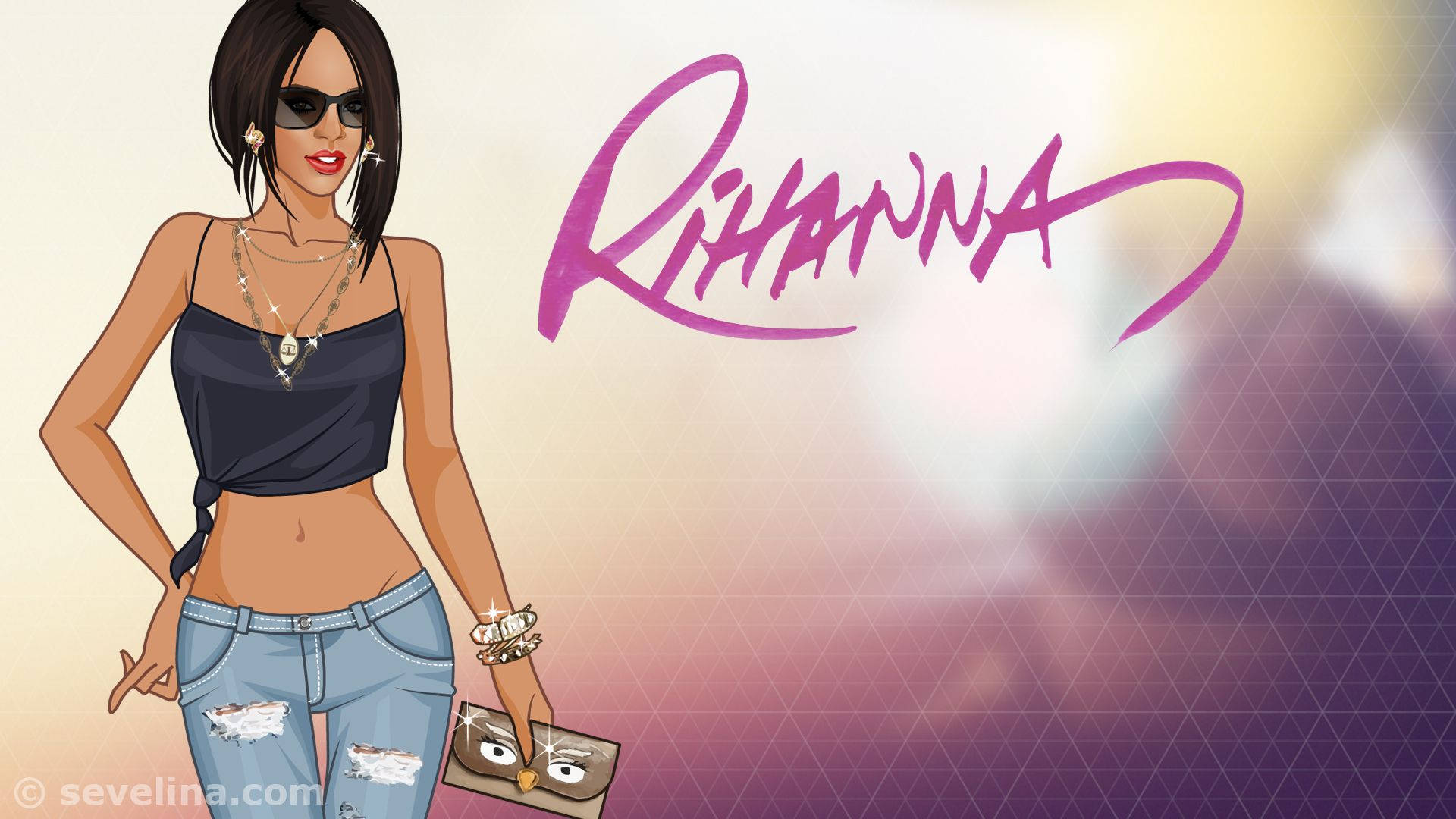 Cute Cartoon Art Rihanna Background