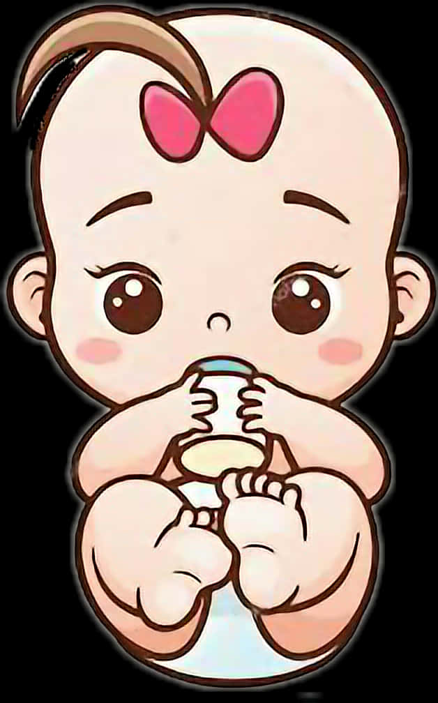 Cute Cartoon Baby Drinking Milk PNG