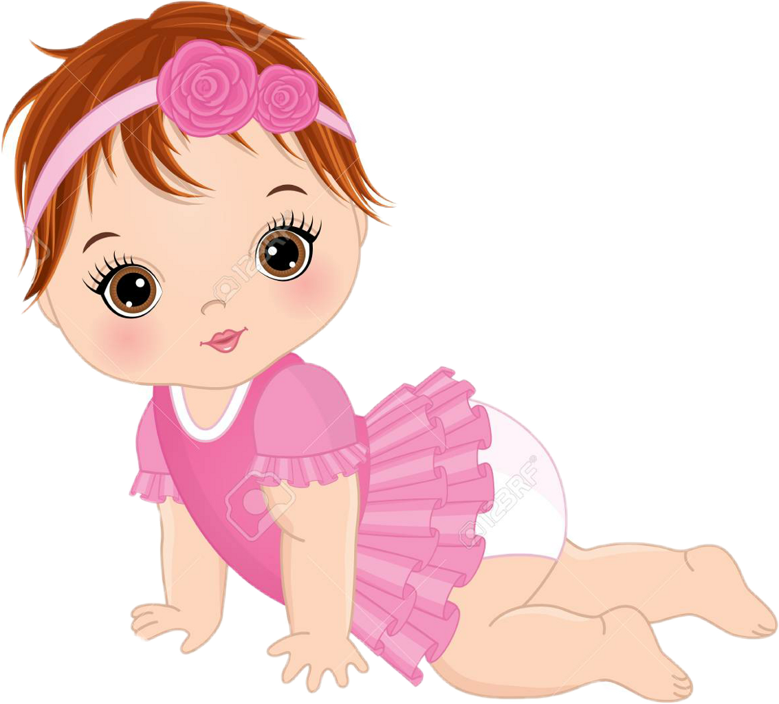 Cute Cartoon Baby Girlin Pink Dress PNG