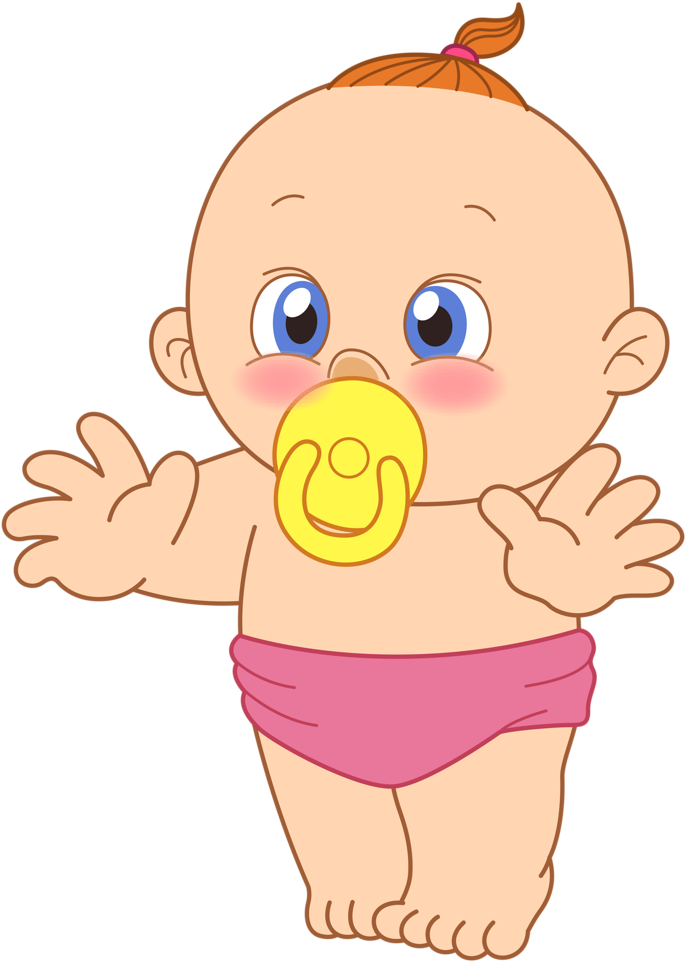 Cute Cartoon Baby With Pacifier PNG