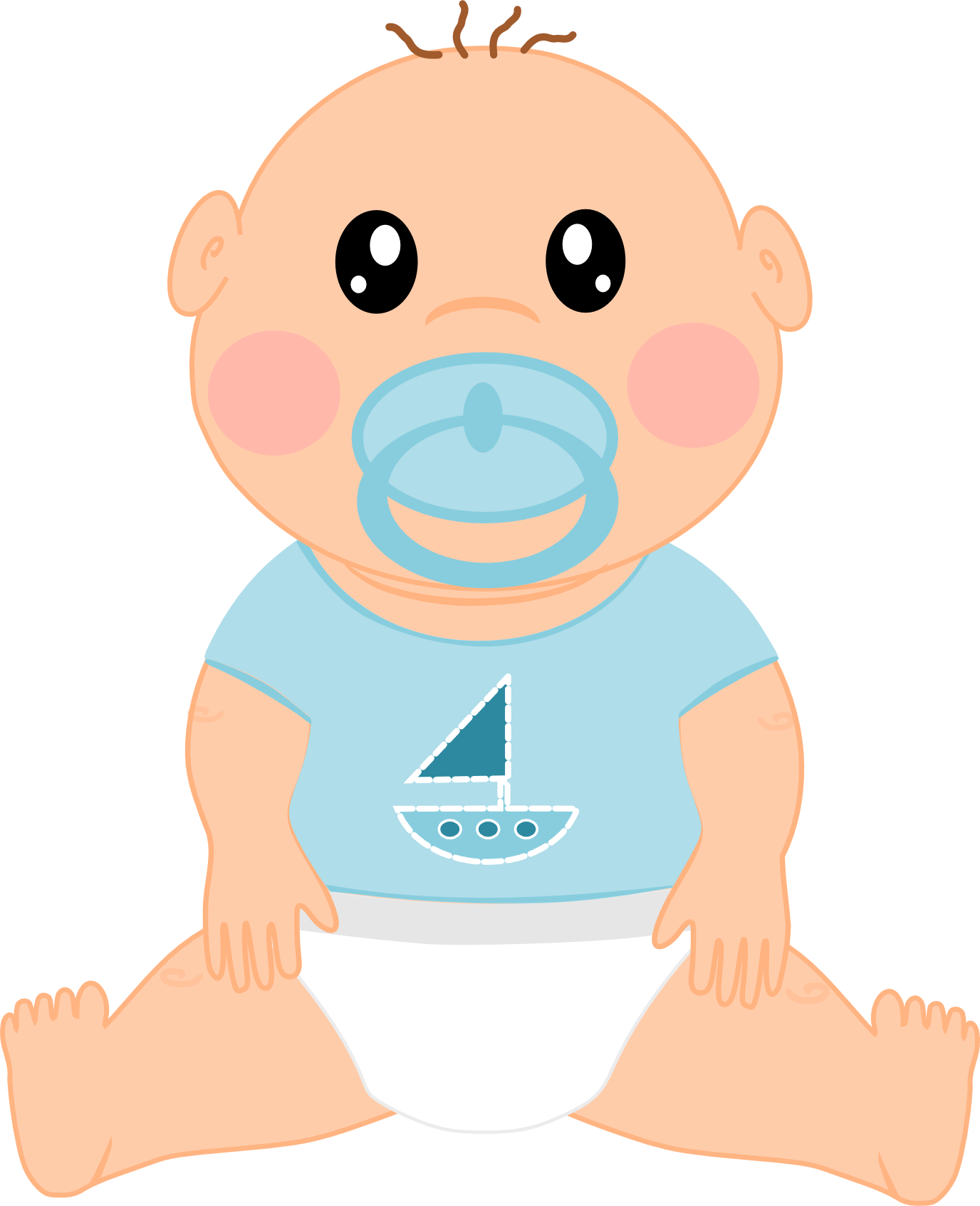 Cute Cartoon Baby With Pacifier PNG