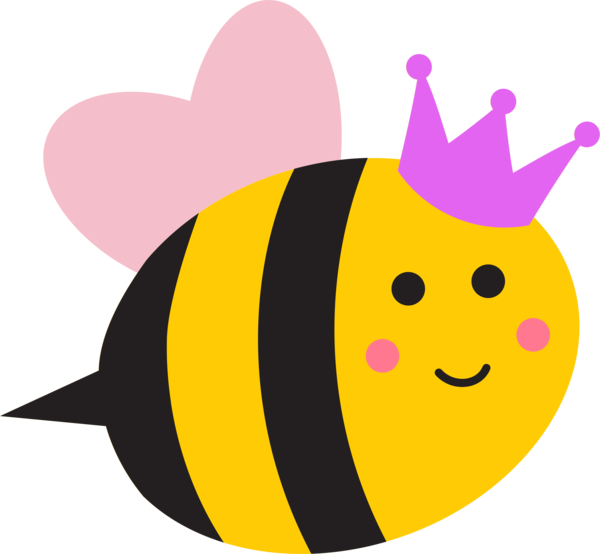 Cute Cartoon Beewith Crown Clipart PNG