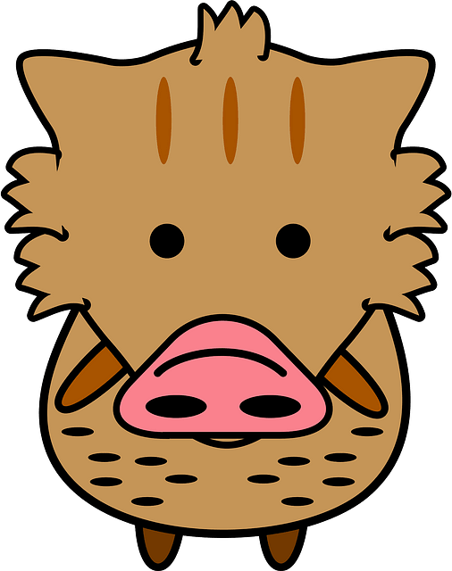 Cute Cartoon Boar Illustration PNG