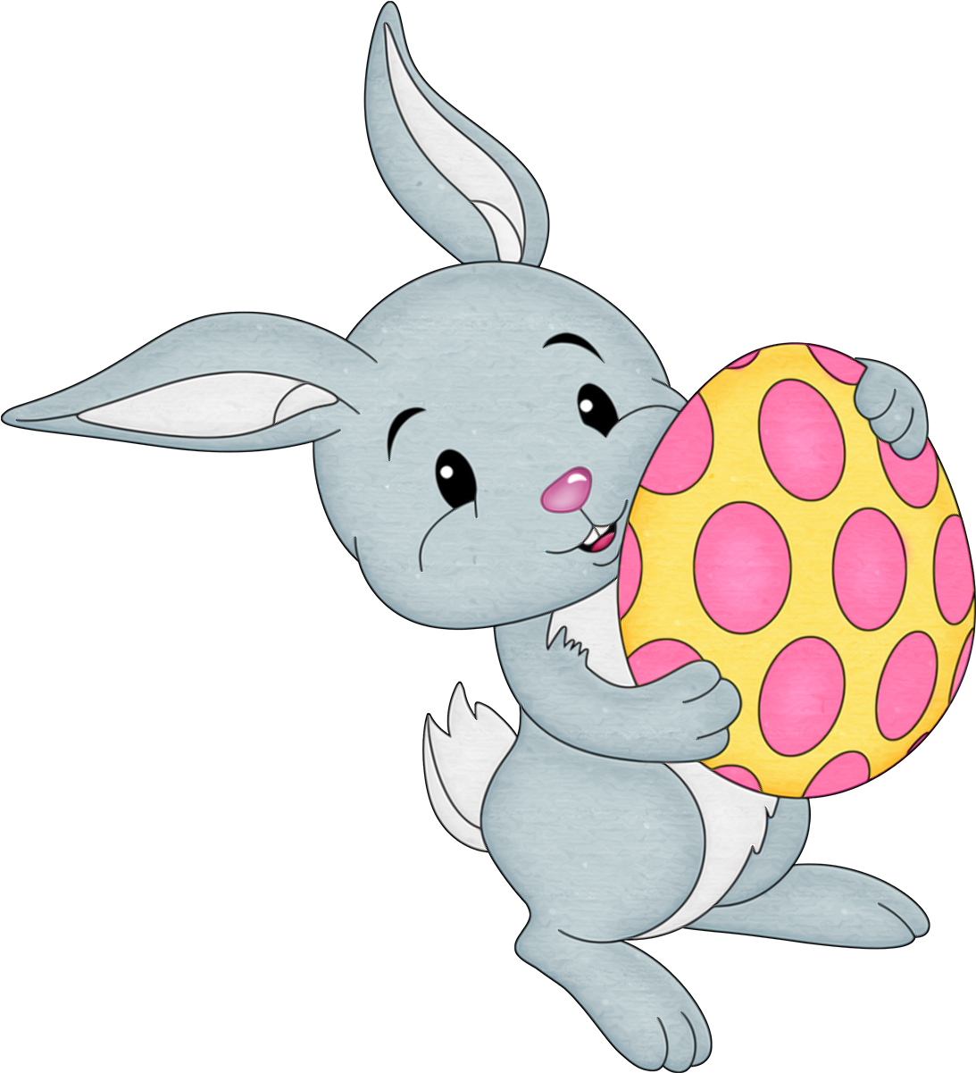 Cute Cartoon Bunny Holding Easter Egg PNG