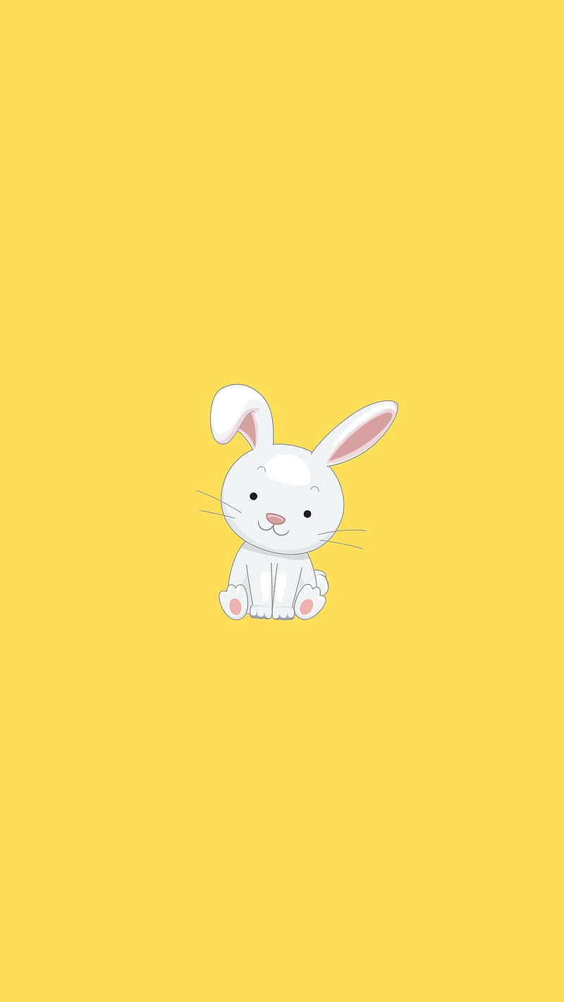 Cute Cartoon Bunny Yellow Background Wallpaper