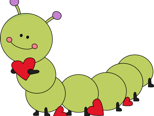 Cute Cartoon Caterpillarwith Hearts PNG