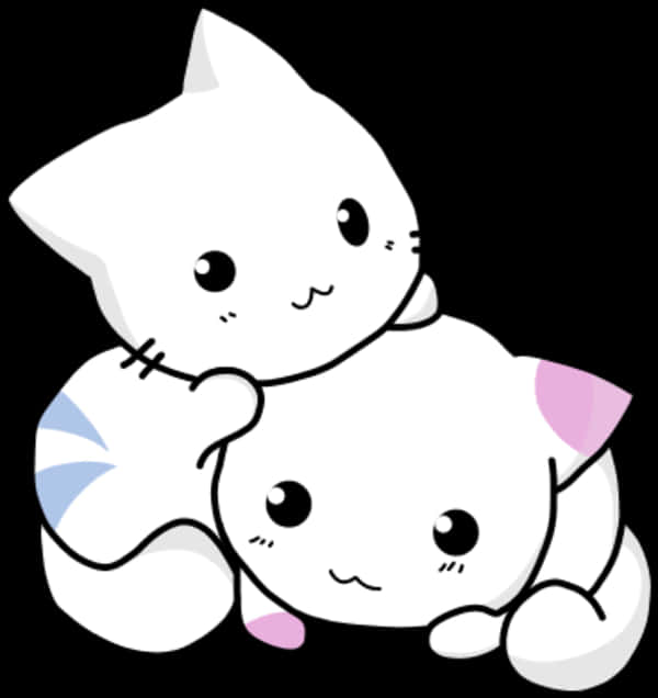 Cute Cartoon Cats Cuddling.png PNG