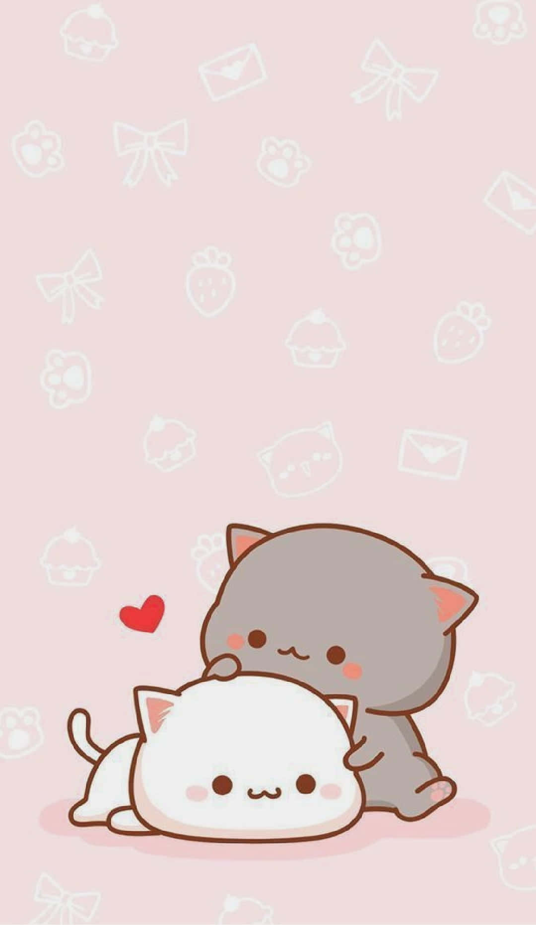 Cute_ Cartoon_ Cats_ Pastel_ Pink_ Background Wallpaper