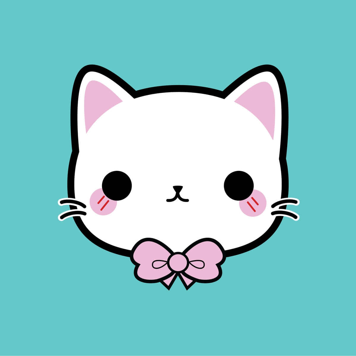Cute Cartoon Catwith Pink Bow Wallpaper