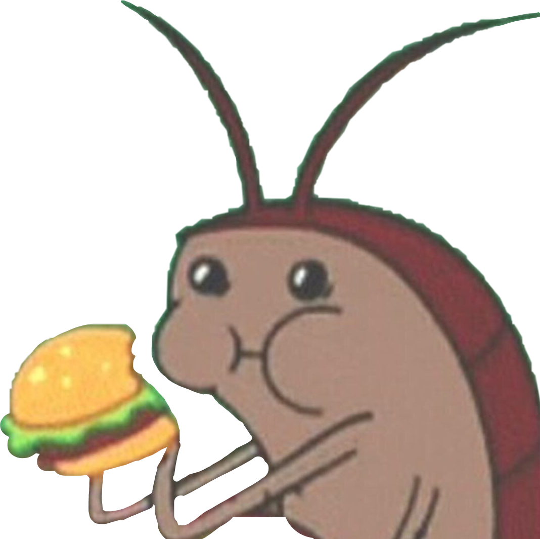 Cute Cartoon Cockroach Holding Burger PNG