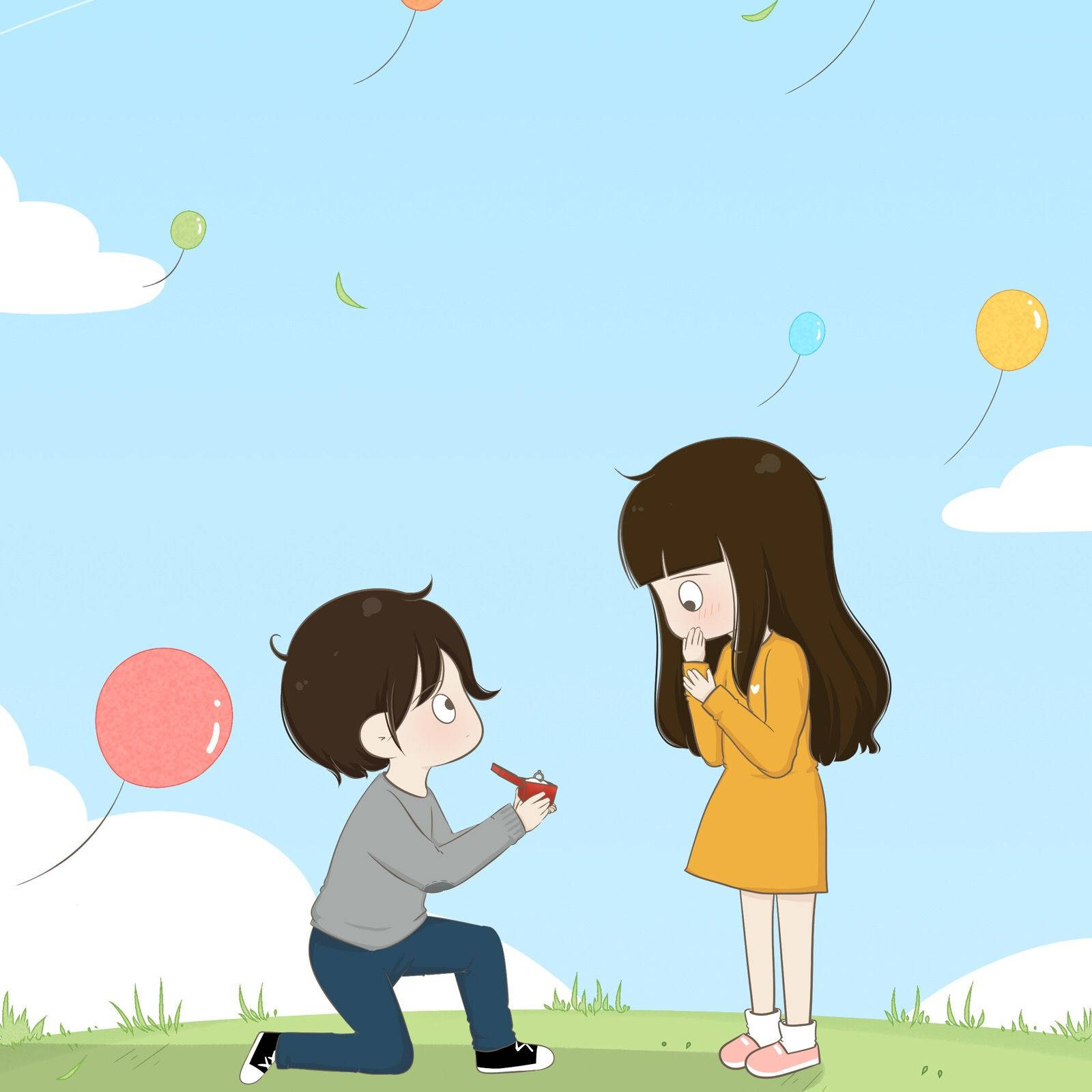 Cute Cartoon Couple Holding Hands Wallpaper Download  MobCup