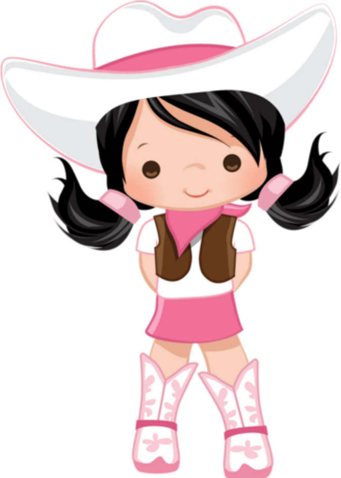 Cute Cartoon Cowgirl Character.png PNG