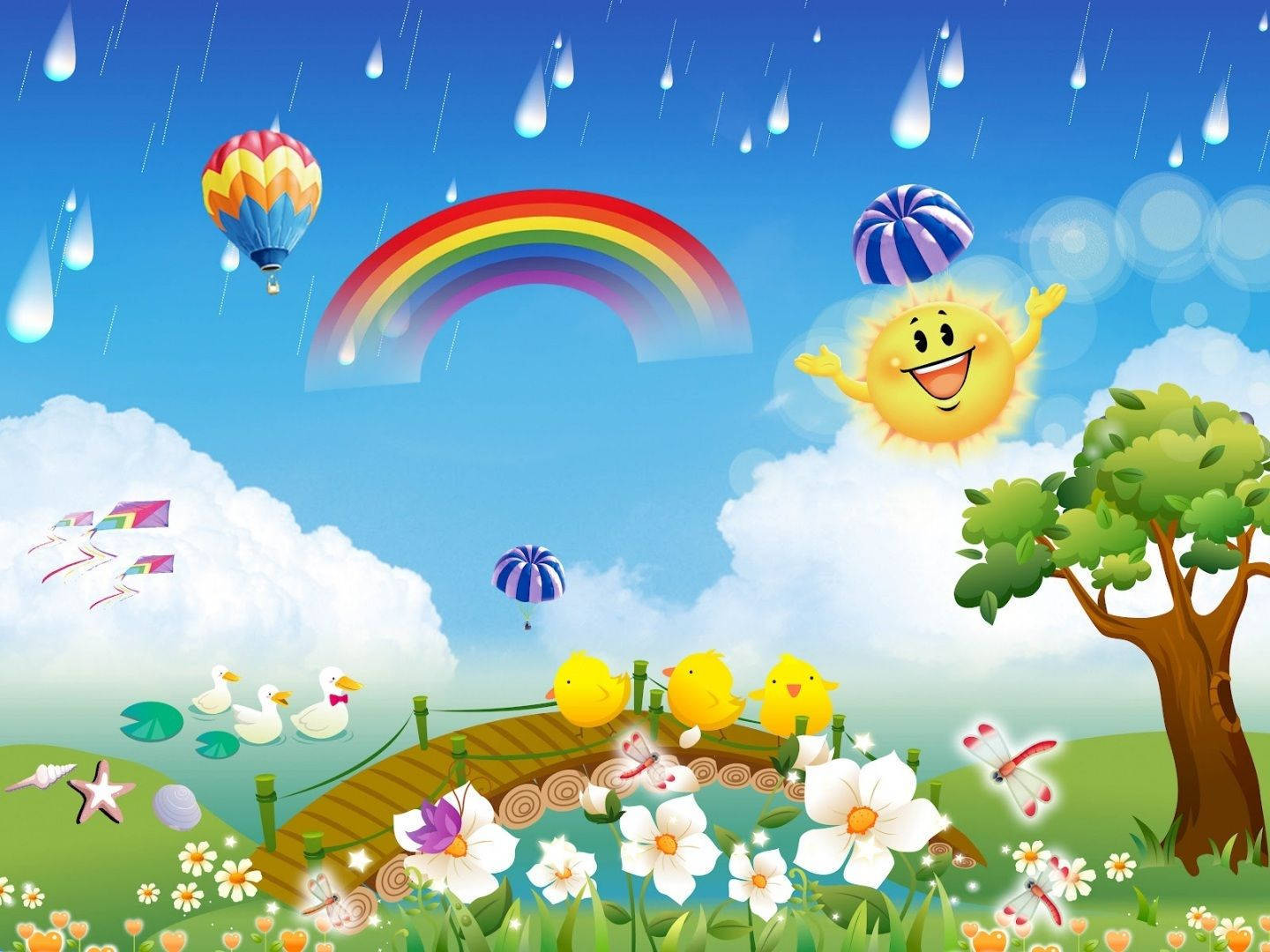 Cute Cartoon Depicting A Rainbow Picture