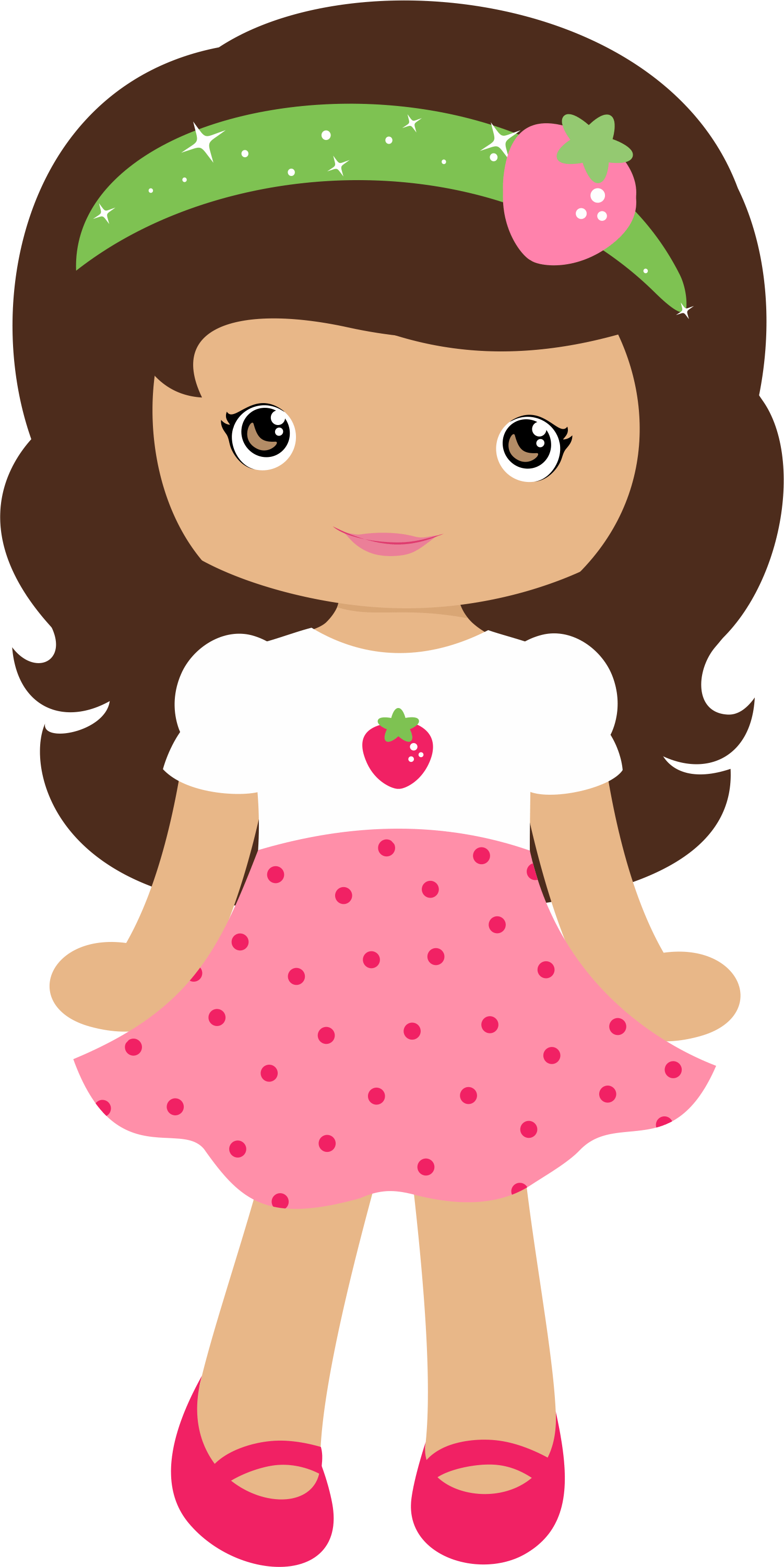 Cute Cartoon Dollwith Strawberry Theme PNG
