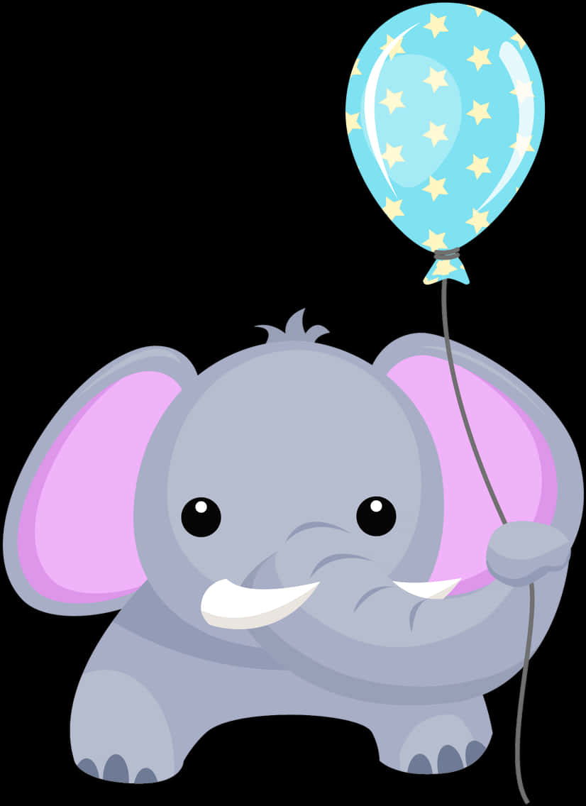Cute Cartoon Elephantwith Balloon PNG