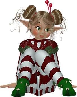 Cute Cartoon Elf Girl PNG