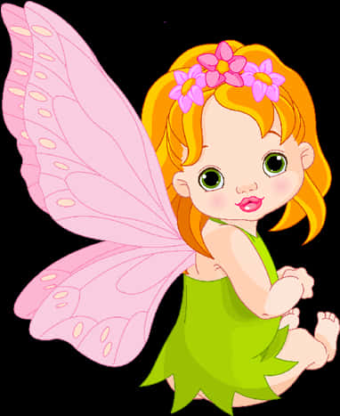 Cute Cartoon Fairywith Pink Wings PNG