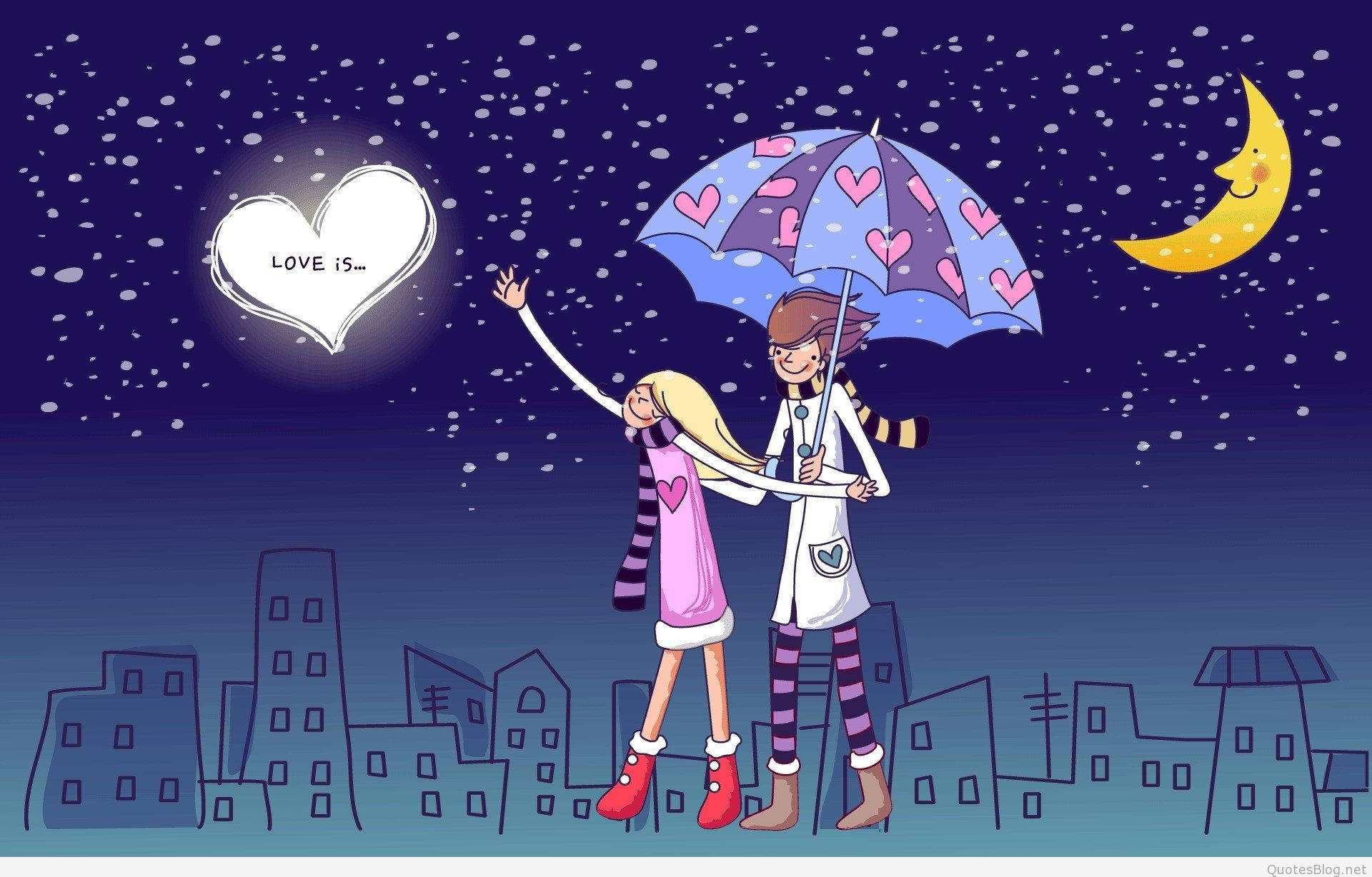 Cute Cartoon For In Love Couples Wallpaper